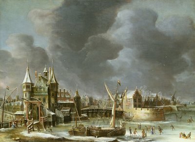 A View of the Regulierspoort, Amsterdam, in Winter by Jan Abrahamsz. Beerstraten